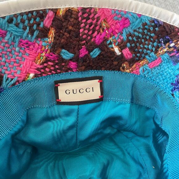 GUCCI GG Elevation Tweed Spicy Check Bucket Hat Cap 728469 Size Medium NEW - Picture 3 of 16